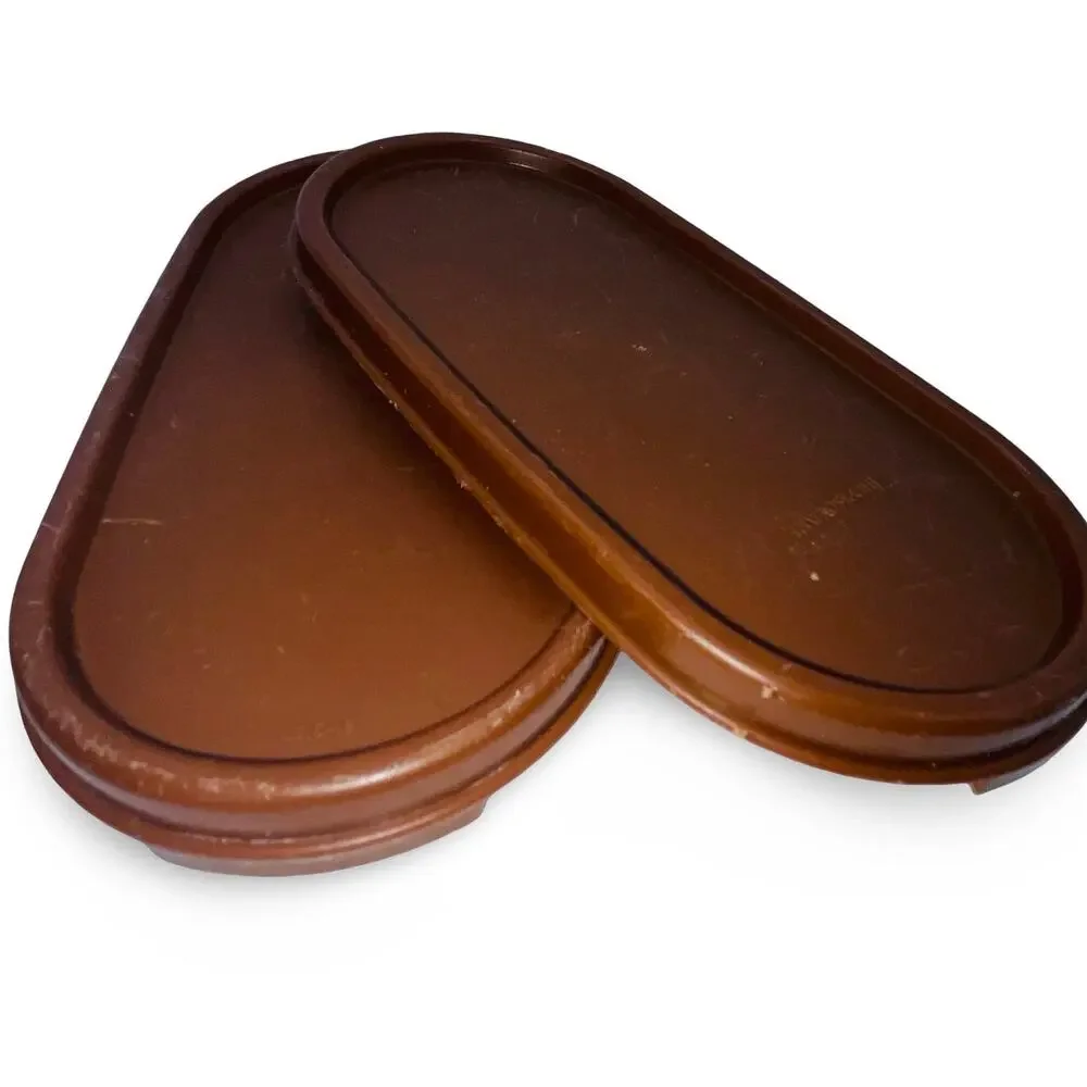 Tupperware Modular Mates Oval 3 Containers Brown Lids 7.25 Cups 1613 1616 Set x2